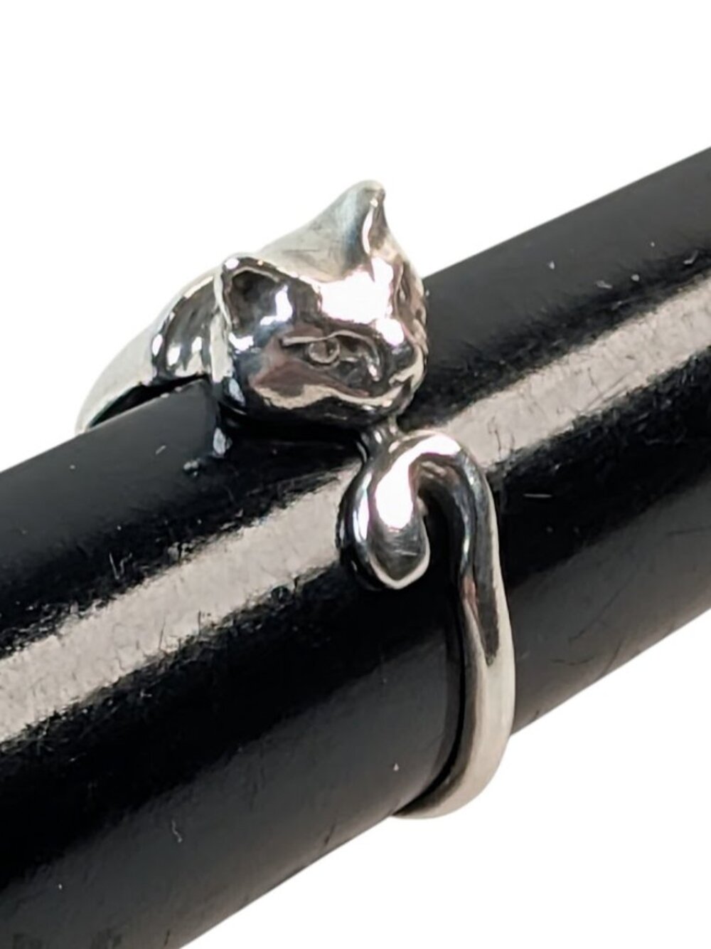 Vintage Kitty Cat Band Ring Sterling Silver Size 7 1/2   3.55 Grams